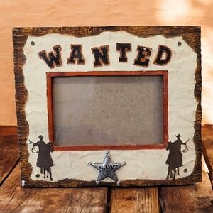 Sonoma Cowboy Theme WANTED Picture Frame Rustic 4" X 6" Cowboy Sheriff Badge